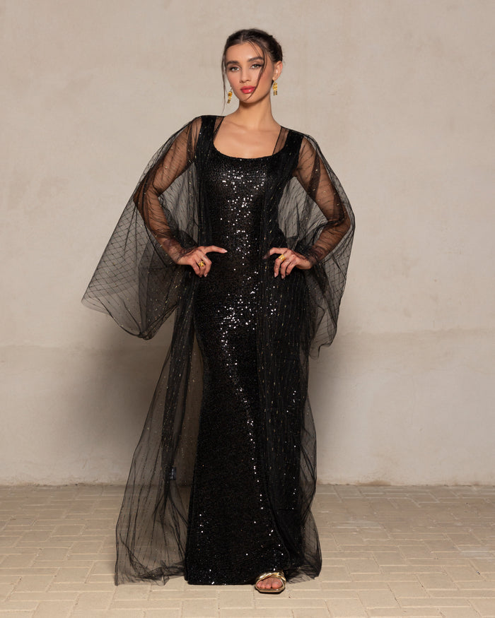 T-cut tulle abaya