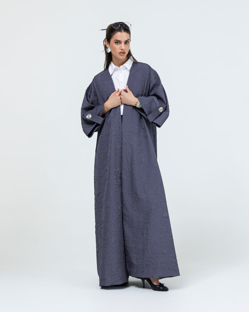 3D textured abaya with sleeve flap