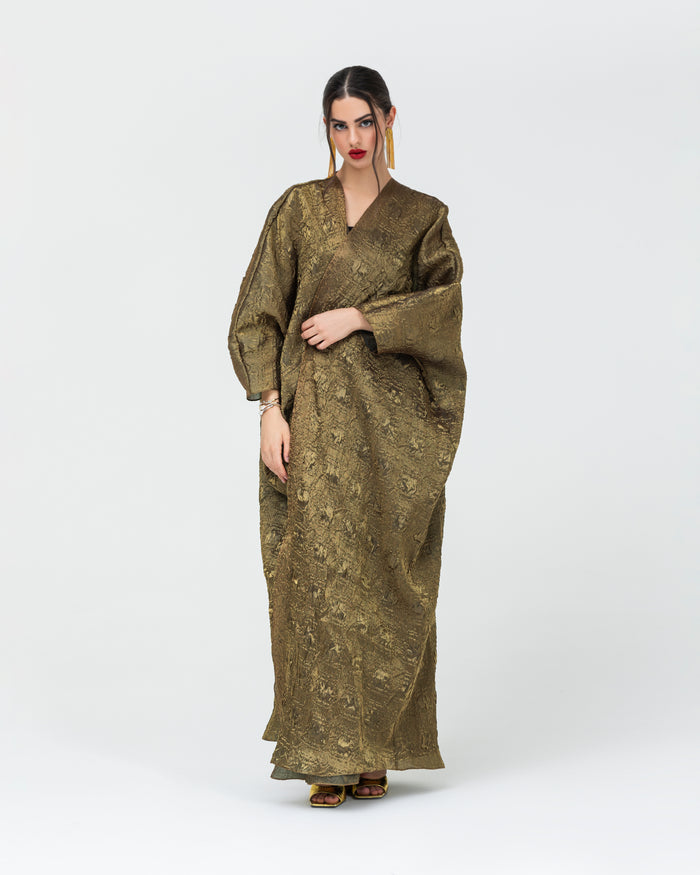 Mariposa cut abaya in 3D textured crush fabric