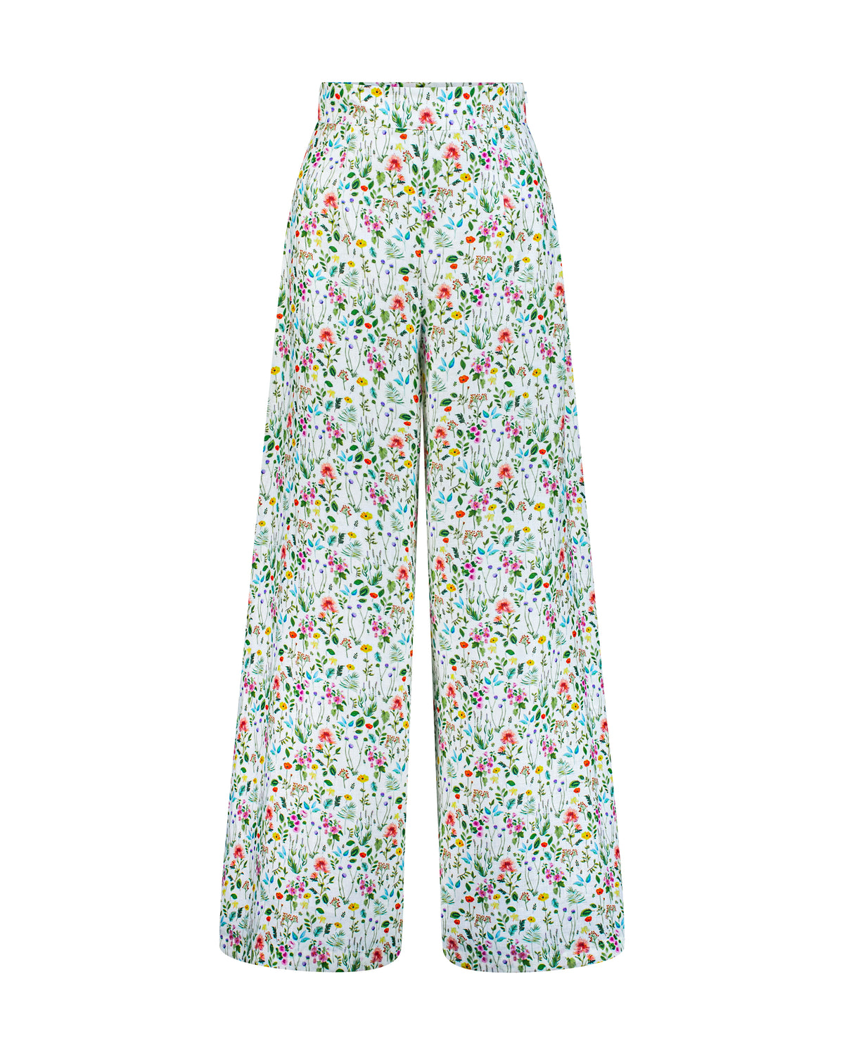 Wide legged printed floral linen pants