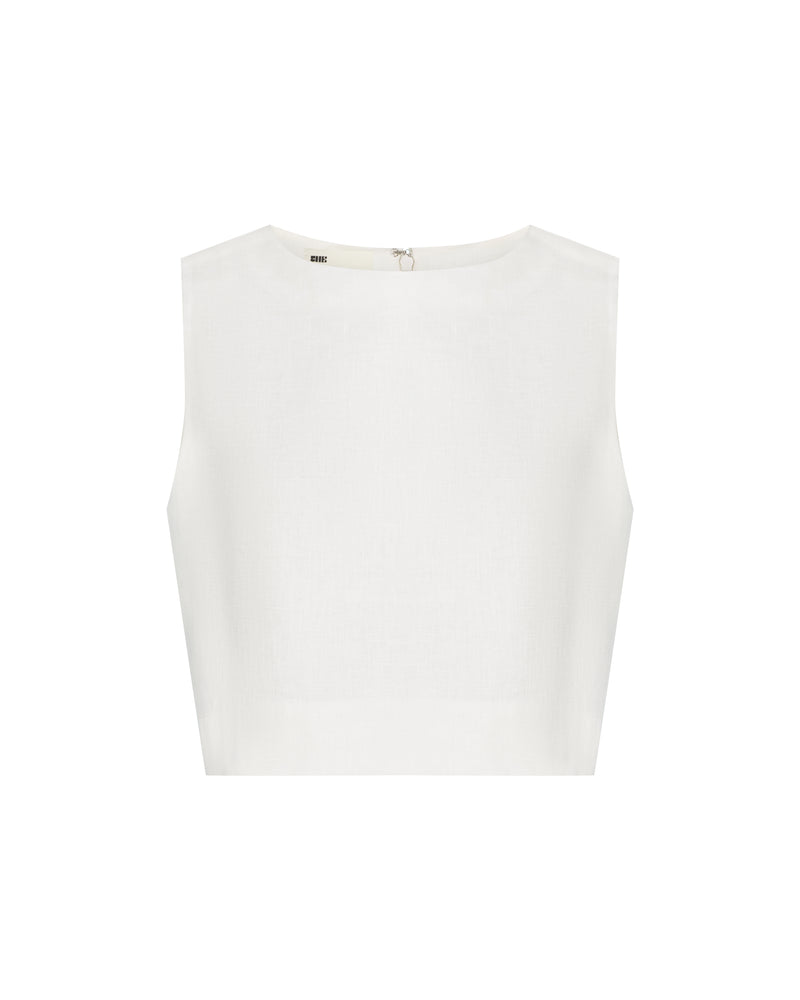 Sleeveless plain linen top