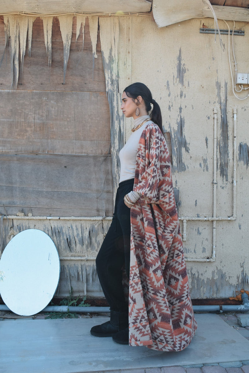 Wool tribal print cloak