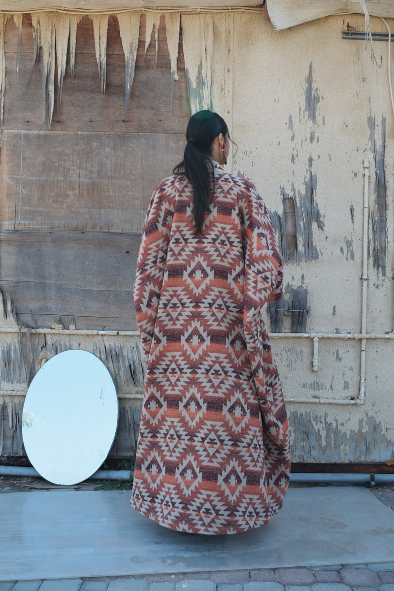 Wool tribal print cloak