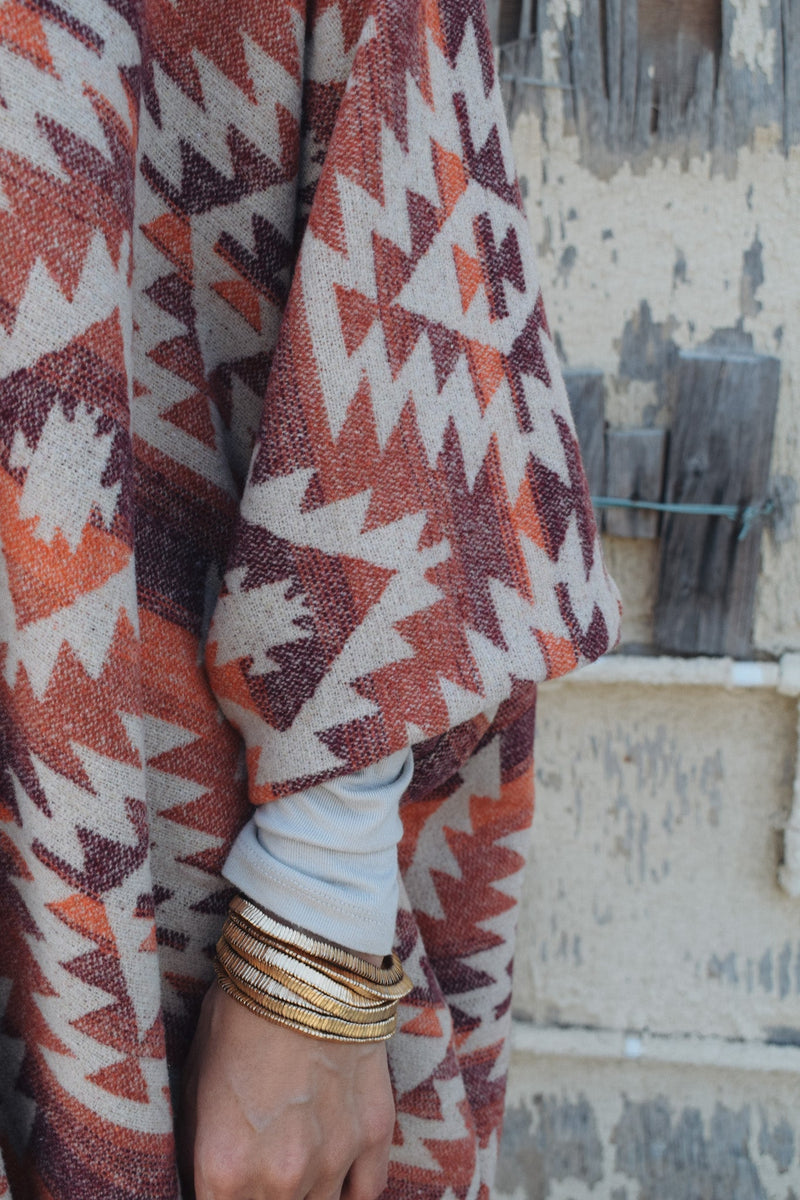 Wool tribal print cloak