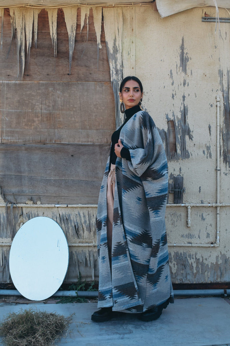 Wool tribal print cloak