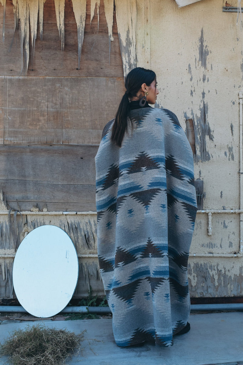 Wool tribal print cloak