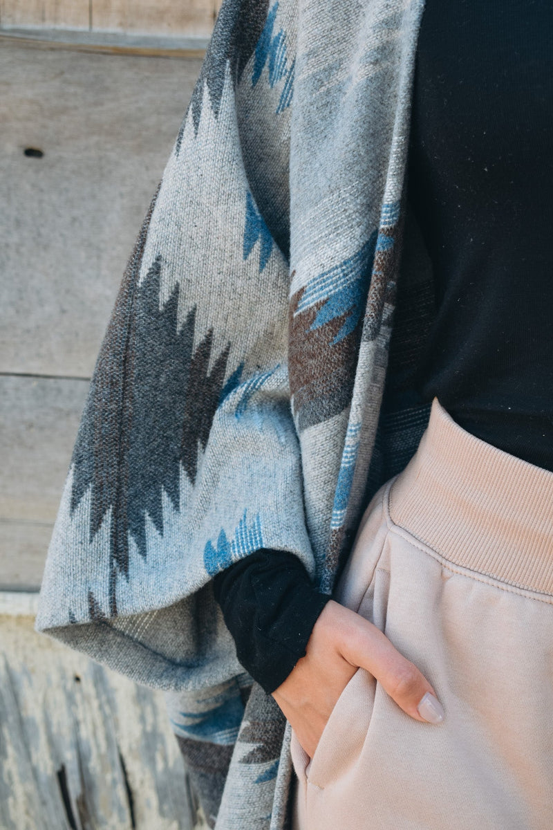 Wool tribal print cloak