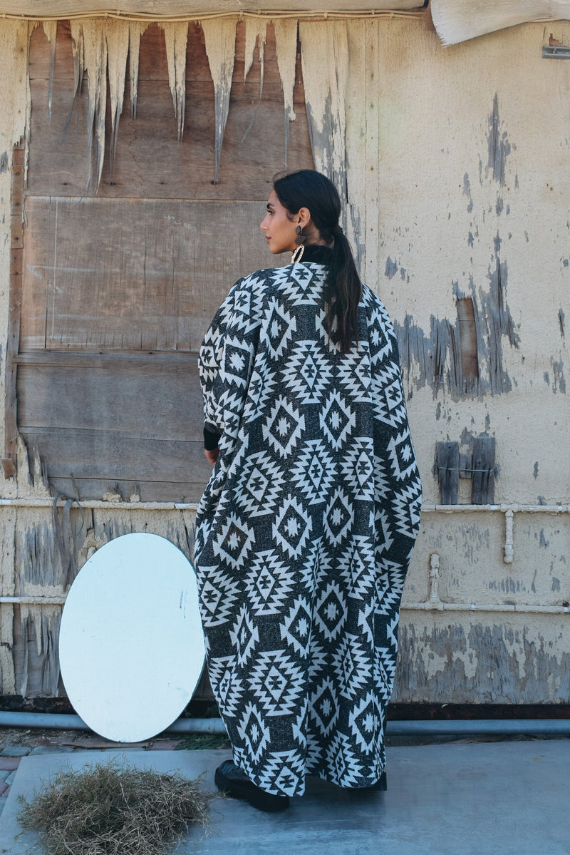 Wool tribal print cloak