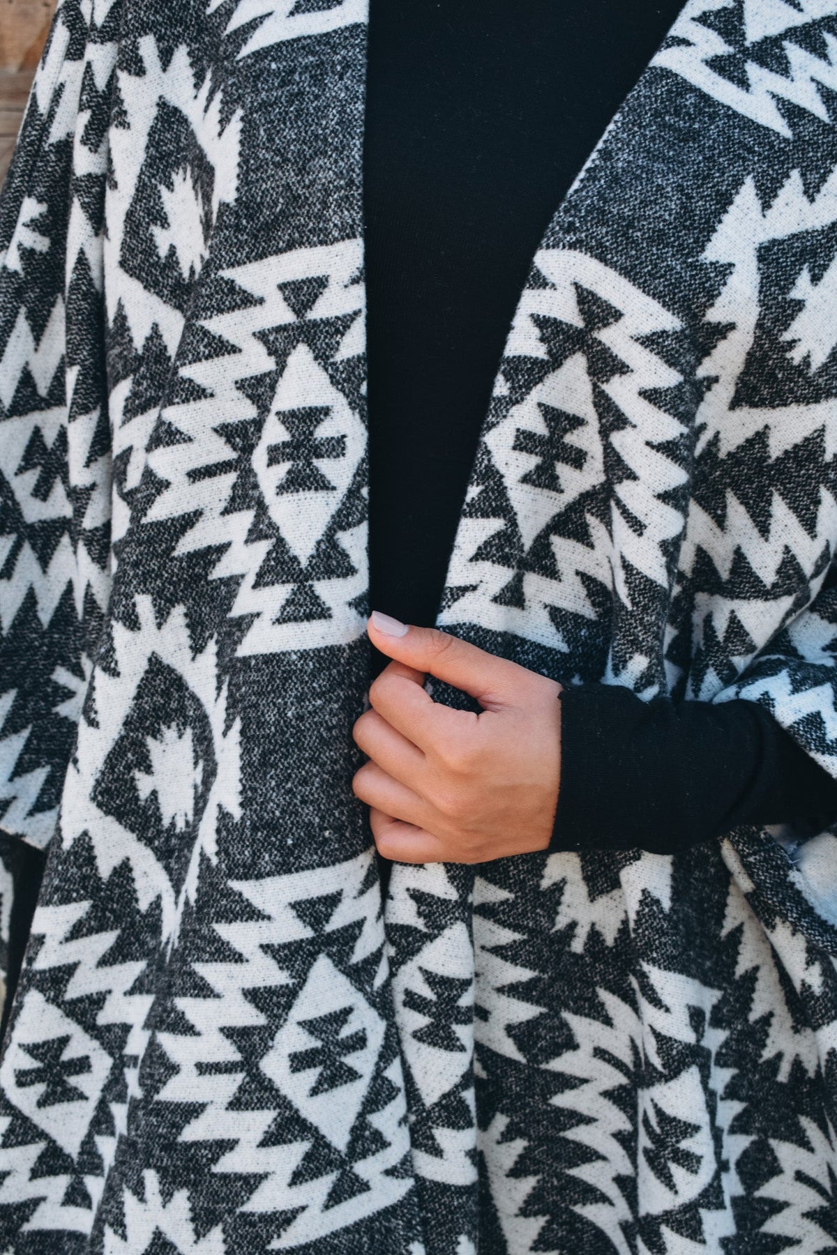 Wool tribal print cloak